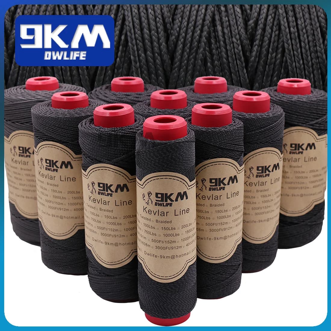Čierne pletené laná Kevlar pre rybársky assist, 50-1500 lbs