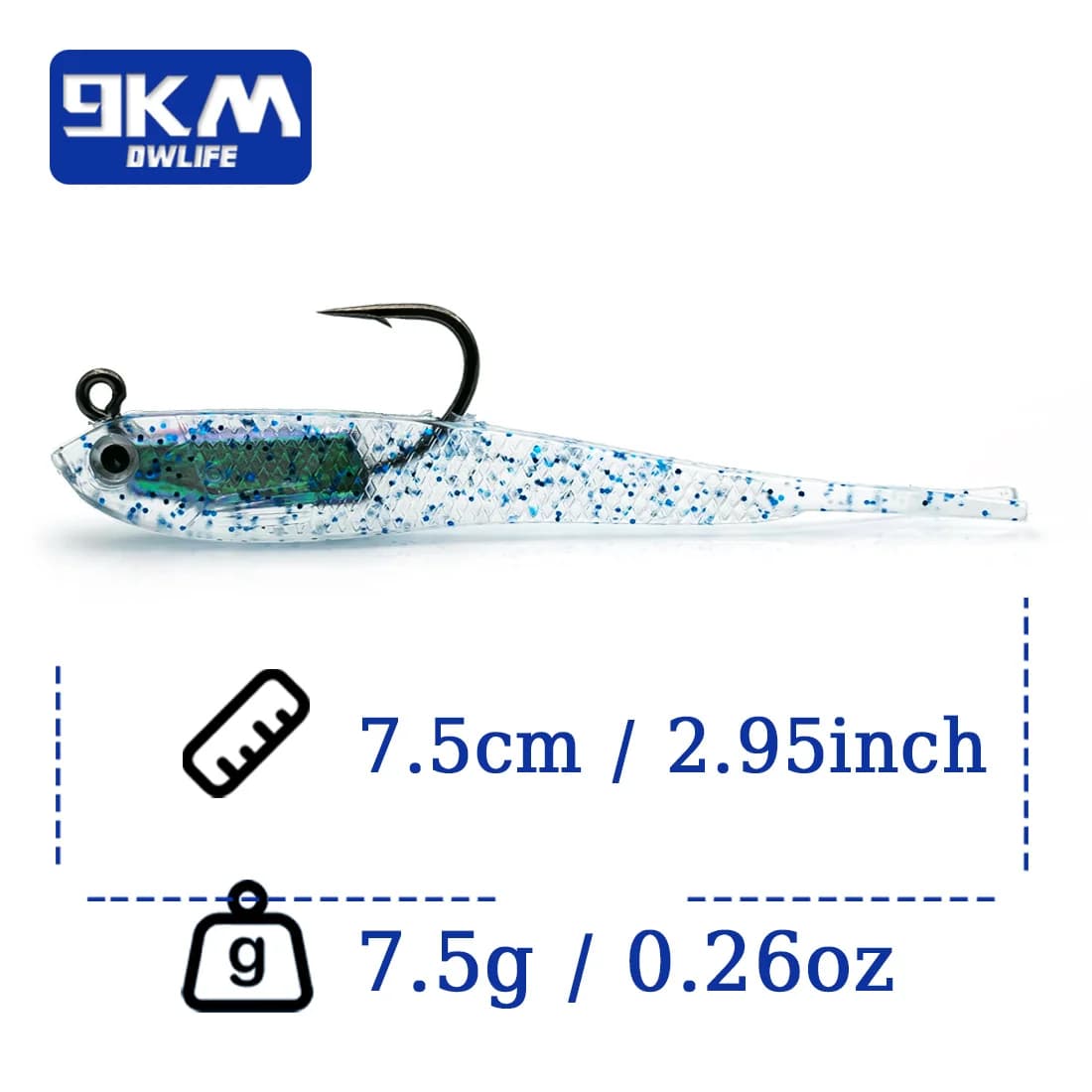 Mäkké swimbait nástrahy s jigovou hlavičkou, 5 ks